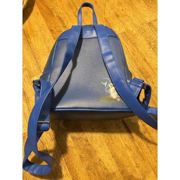 LOUNGEFLY Disney Pocahontas Colors of the Wind Backpack Pocket Faux Blue Leather - Picture 5 of 8